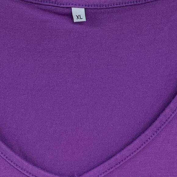 Lot of 2 Womens XL Rayon Blend Long and Short Sleeve Lightweight V Neck Tops - Picture 3 of 5